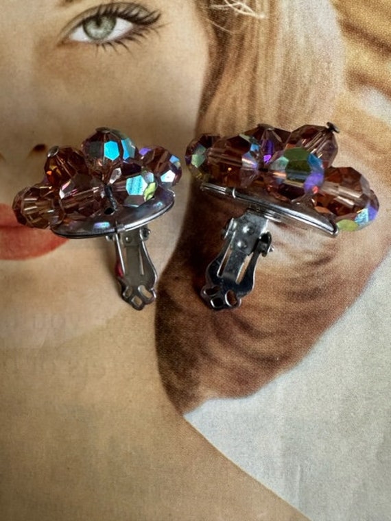 A Borealis Iridescent Cluster Earrings, 50s Clust… - image 5