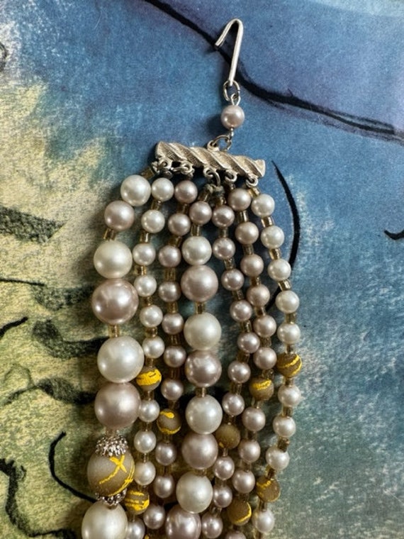 Stunning 50s Pearl Sugar Bead 7 Strand Necklace, … - image 10