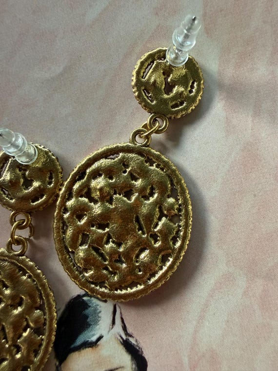 1980s Multicolor Crystal Statement Dangle Pierced… - image 6