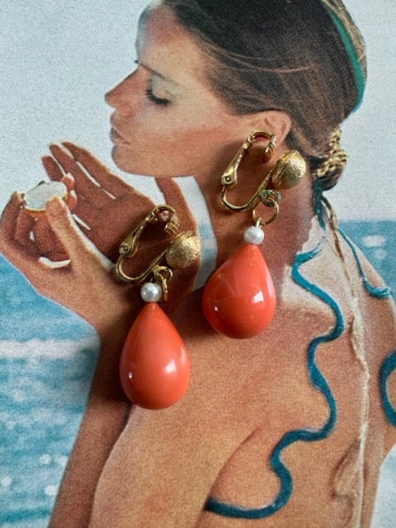 Marvella Coral Teardrop Dangle Earrings, Teardrop 
