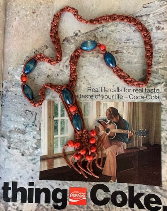 1970s Macrame With Wooden Beads Necklace, Macrame 