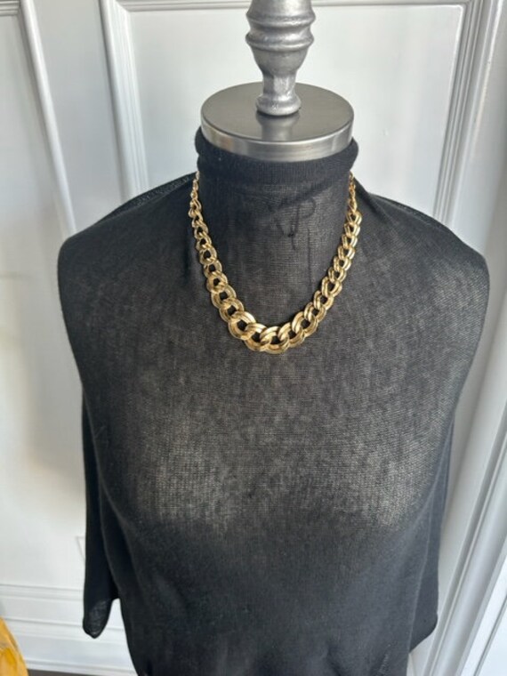 1980s Monet Signed Gold Tone Double Link Necklace Vintage  display picture 1