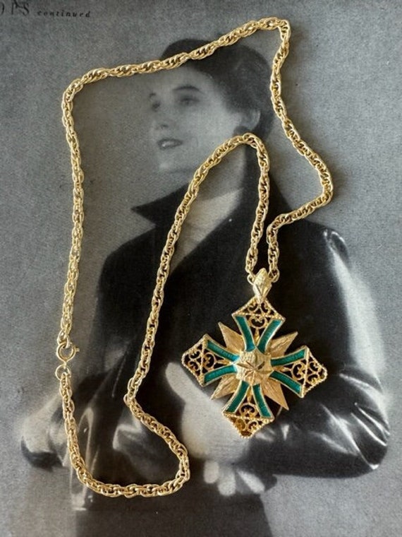 Gold Maltese Cross Pendant Necklace, Maltese Neckl