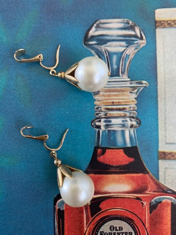 Pearl Dangle Drop Earrings, Pearl Ball Dangle Dro… - image 4