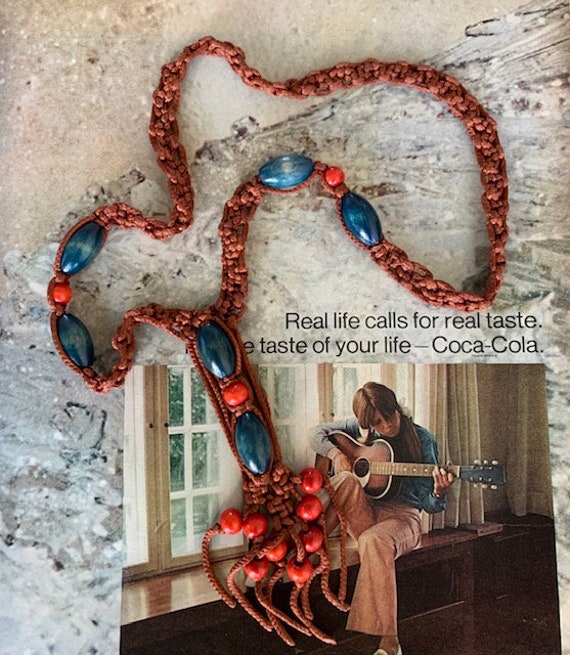 1970s Macrame With Wooden Beads Necklace, Macrame… - image 10