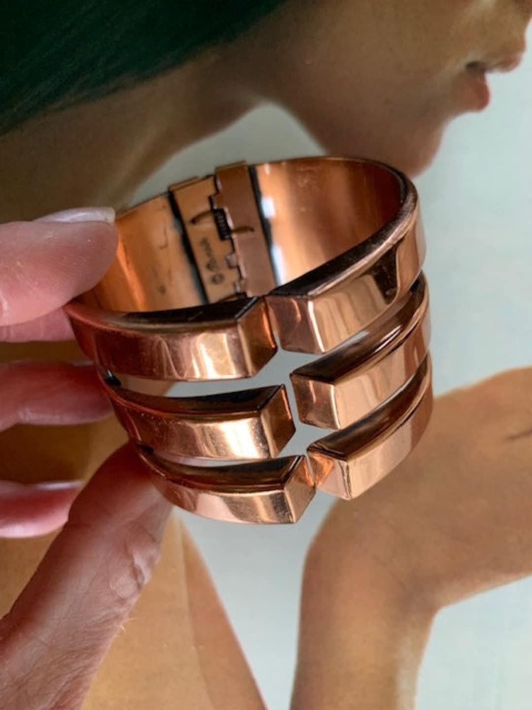 1950s Renoir Signed Copper Clamper Bracelet Mid Century Modernist