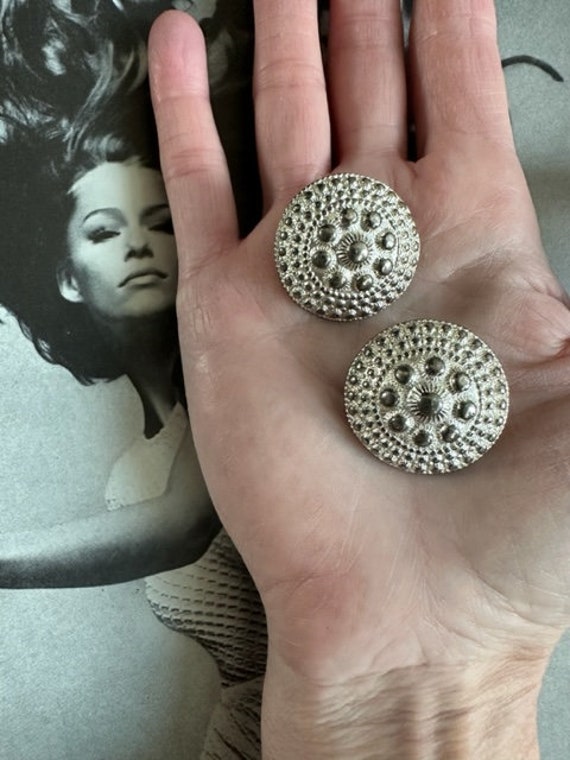 50s Silver Ornate Earrings, 50s Earrings, Silver … - image 7