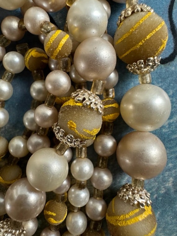 Stunning 50s Pearl Sugar Bead 7 Strand Necklace, … - image 2