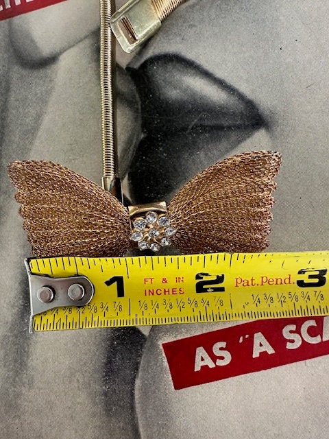 1970s Gold Mesh Bow Tie Stretch Belt Vintage Gold Metal 