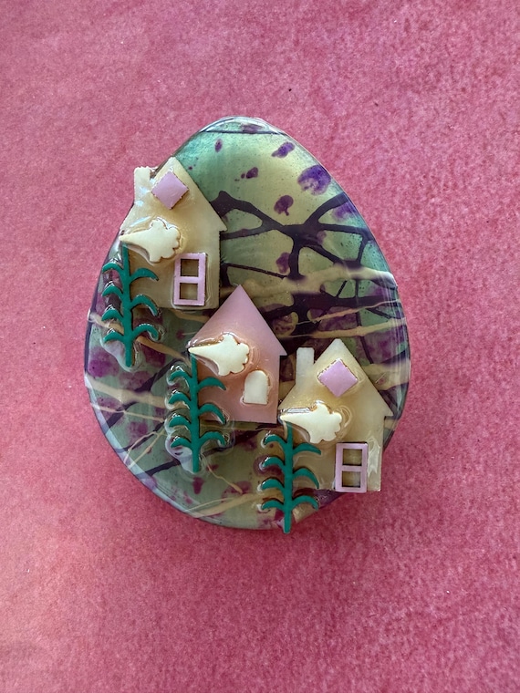 1990s House Pins by Lucinda Signed Easter Egg Limited Edition #5 Pin Vintage Spring Brooch Pastel Jewelry