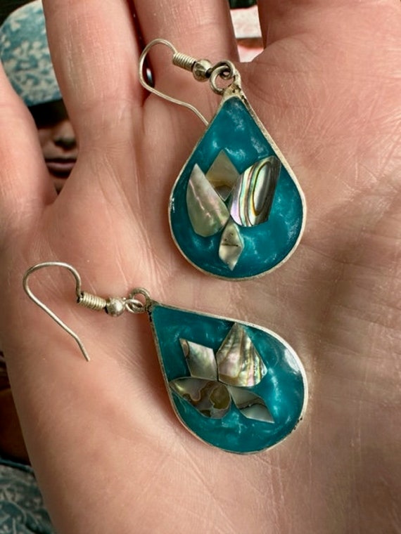 Abalone Inlay Teardrop Dangle Earrings, Abalone a… - image 6