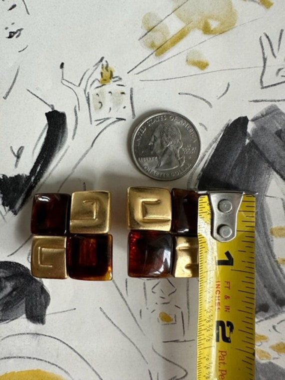 1980s Givenchy Signed Tortoise Shell Gold Clip On… - image 9