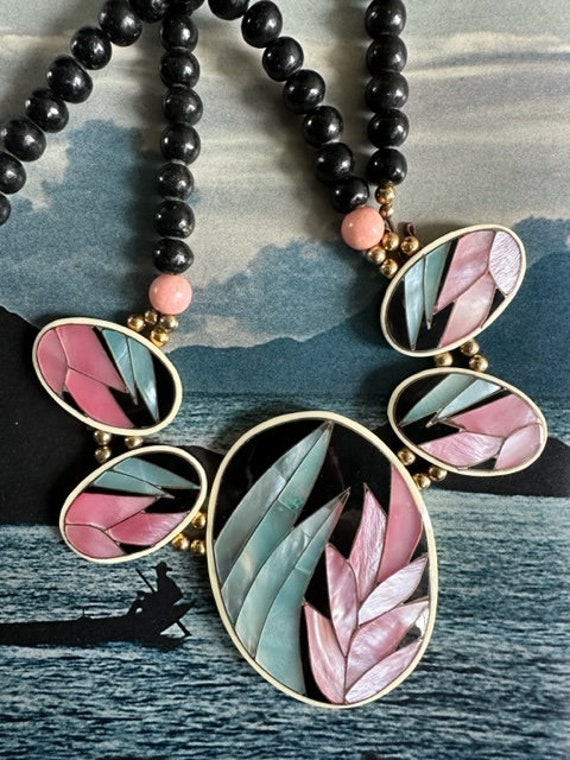 Lee Sands Flower Abalone Necklace, Lee Sands Jewe… - image 6