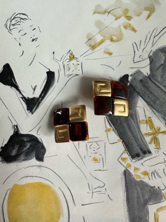 1980s Givenchy Signed Tortoise Shell Gold Clip On… - image 10