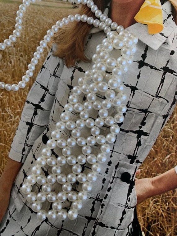 Pearl Necktie Choker, Pearl Necklaces, Unique Pea… - image 2