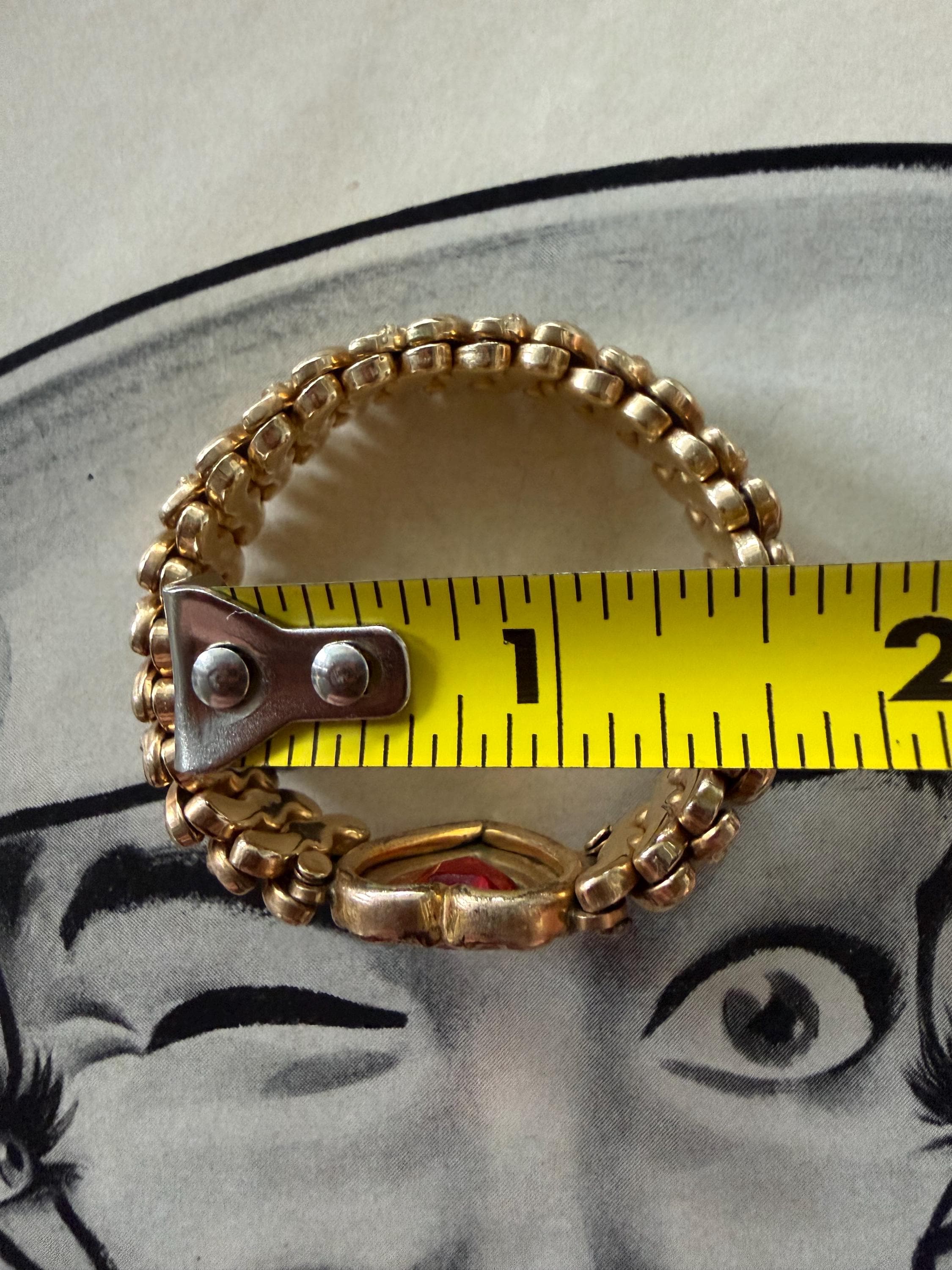 1940s Red Sweetheart Expansion Bracelet DFB Carmen Signed Vintage 