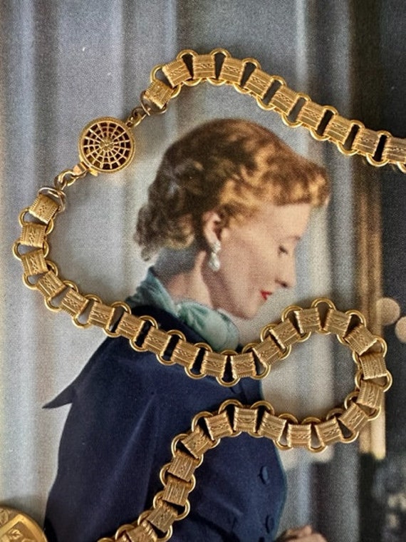 1940s Miriam Haskell Signed Vintage Gold Etruscan… - image 3