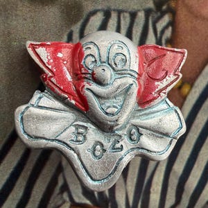 Bozo the Clown Brooch Lapel Pin ~ 80's ~ Vintage ~ Cloisonne