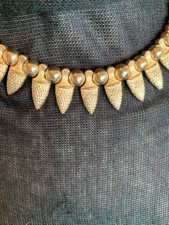 Vintage Gold Articulated Pin Cone Choker, 80s Gol… - image 9