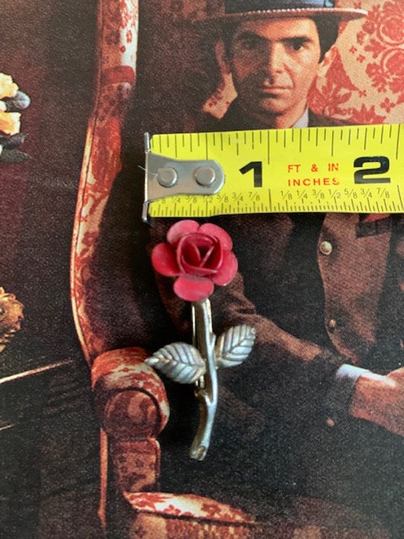 1960s Red Rose Pin , Rose Jewelry, Flower Pins, V… - image 4