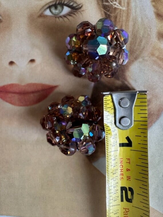 A Borealis Iridescent Cluster Earrings, 50s Clust… - image 9