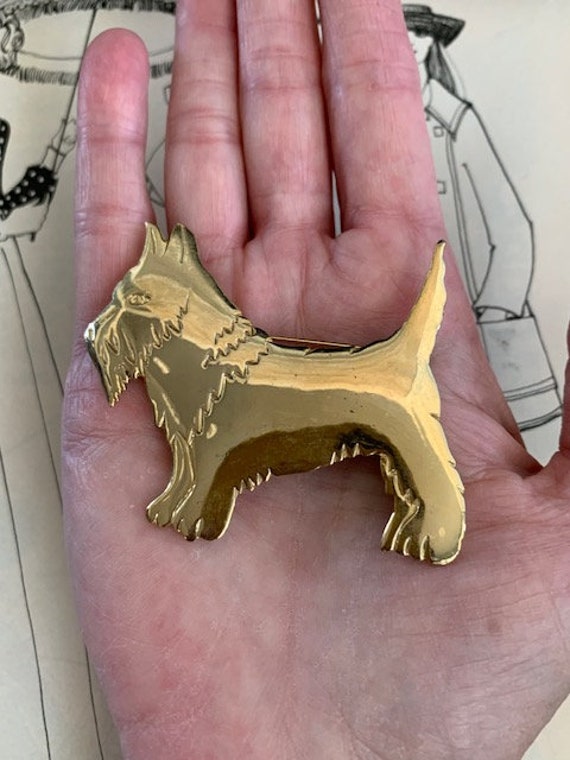 Scottie Dog Gold Pin, Vintage Scottie Dog Pin, La… - image 3