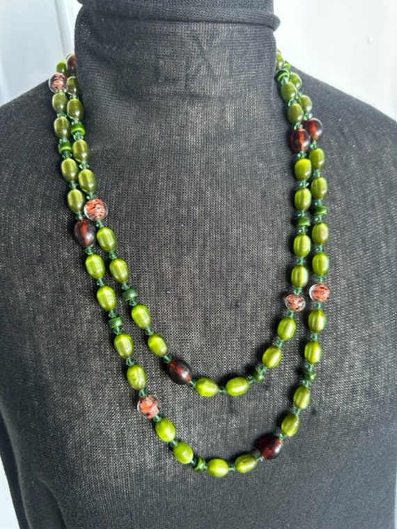 Green Moon Glow Bead Necklace, Long Moon Glow & M… - image 8