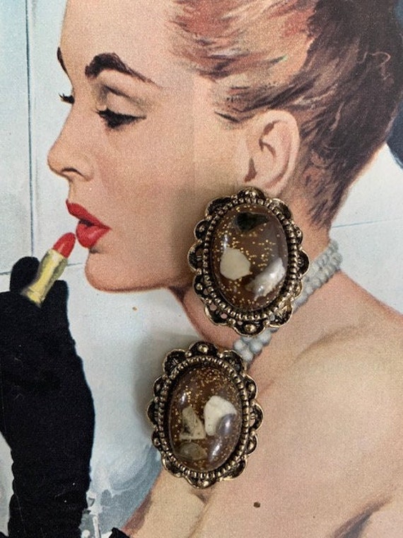 Confetti Shell Glitter Earrings, 50s Confetti Earr