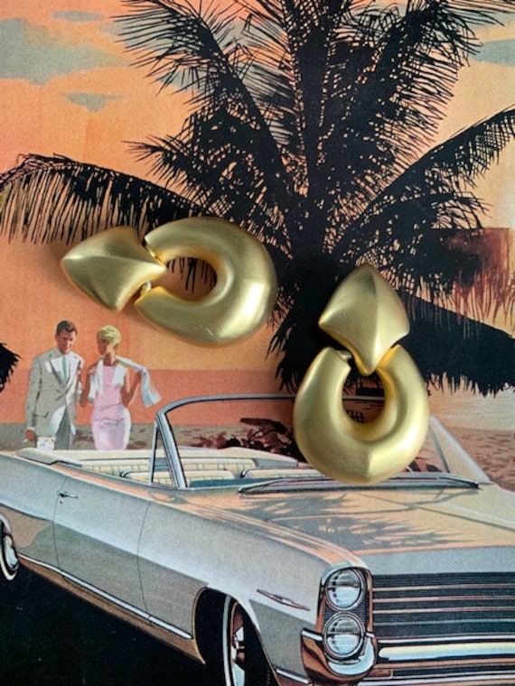 Givenchy Gold Matte Brushed Door Knocker Earrings… - image 1