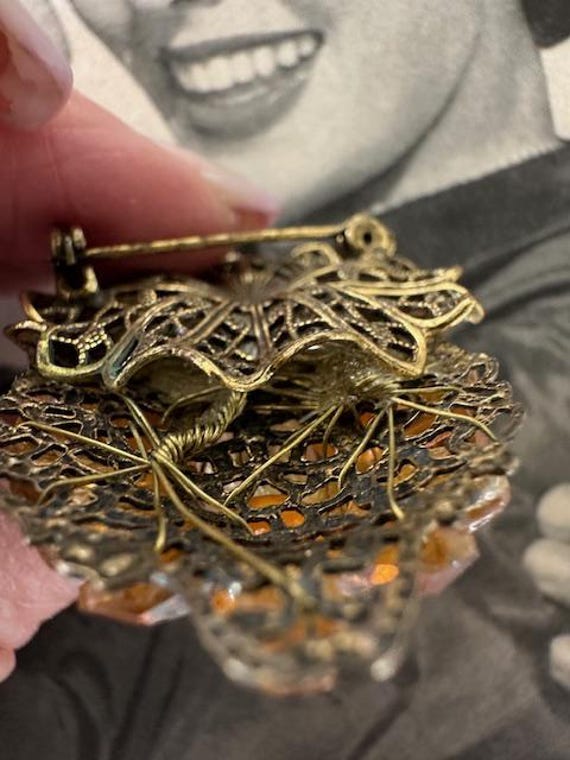 1940s Miriam Haskell unsigned Brooch Yellow Glass… - image 10