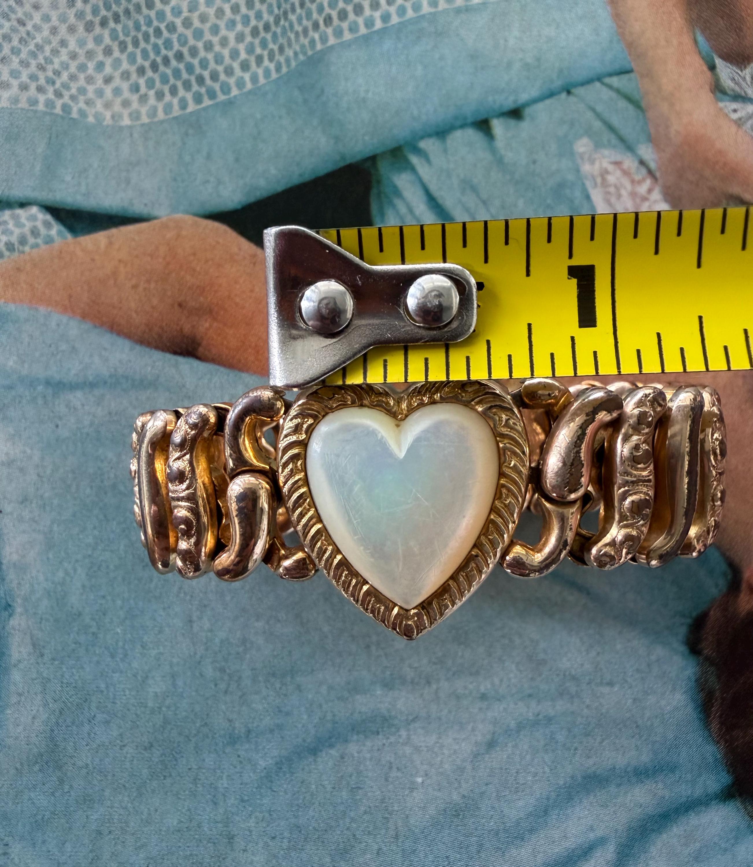 1940s Mother of Pearl Sweetheart Expansion Bracelet & Heart 