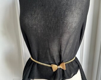 1970s Gold Mesh Bow Tie Stretch Belt Vintage Gold Metal  display picture 1