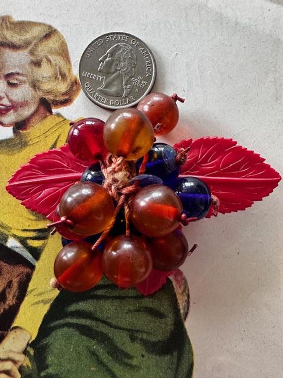 1930s Miriam Haskell unsigned Dangle Fruit Brooch… - image 7