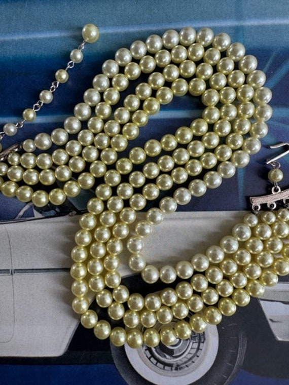 50s 4Strand Yellow Ombre Faux Pearl Necklace, 50s… - image 2