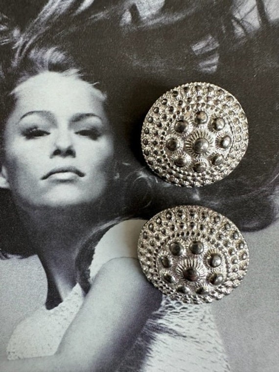 50s Silver Ornate Earrings, 50s Earrings, Silver … - image 1