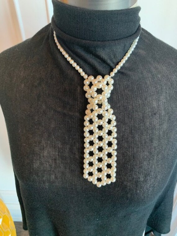 Pearl Necktie Choker, Pearl Necklaces, Unique Pea… - image 10