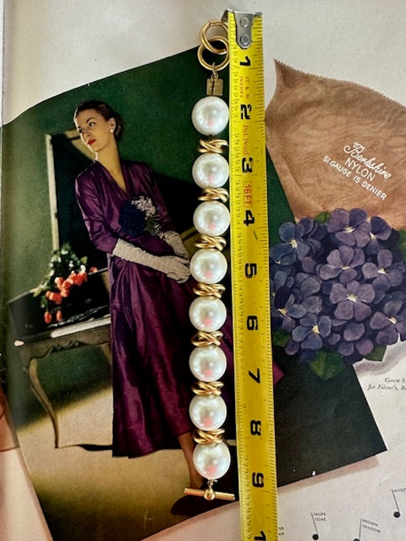 80s Anne Klein Large Faux Pearl Bracelet, AK Mega… - image 10