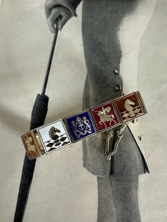 Mid Century Heraldic Revival Link Bracelet, Herald