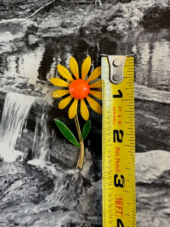 1960s Flower Pin, Yellow Daisy Flower Pin, 60s Brooch… Gem