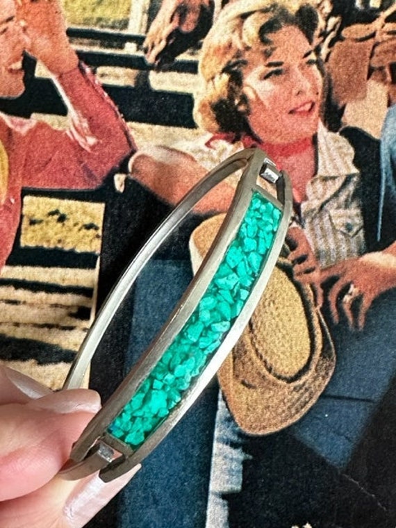 80s Alpaca Mexico Turquoise Composite Bracelet, T… - image 2