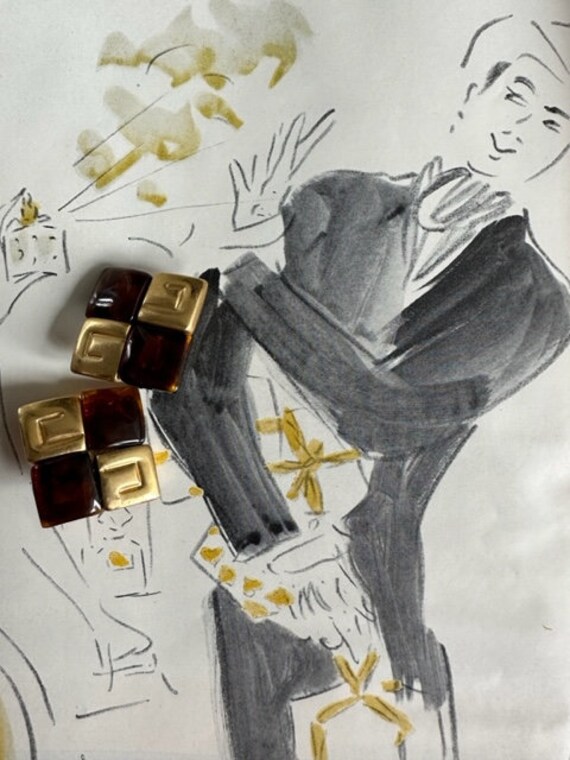 1980s Givenchy Signed Tortoise Shell Gold Clip On… - image 3