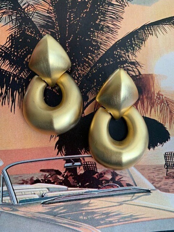 Givenchy Gold Matte Brushed Door Knocker Earrings… - image 3