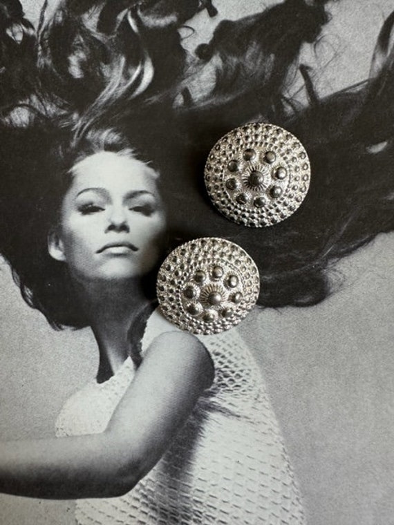 50s Silver Ornate Earrings, 50s Earrings, Silver … - image 8