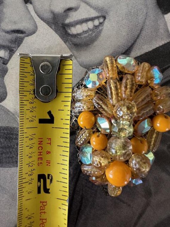 1940s Miriam Haskell unsigned Brooch Yellow Glass… - image 5