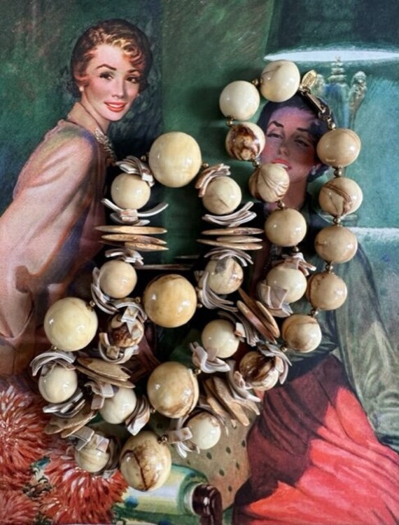 1970s Miriam Haskell Signed Vintage Chunky Beaded… - image 1