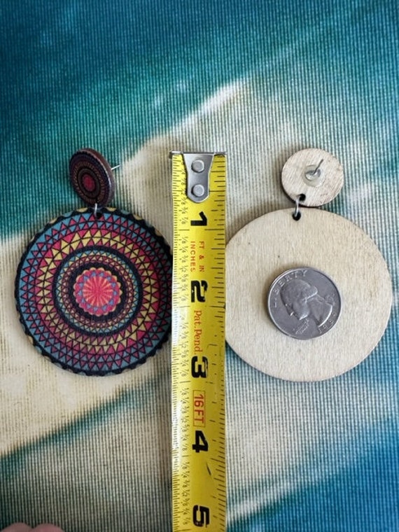 70s Mega Spirograph pattern Dangle Earrings, 70s … - image 10