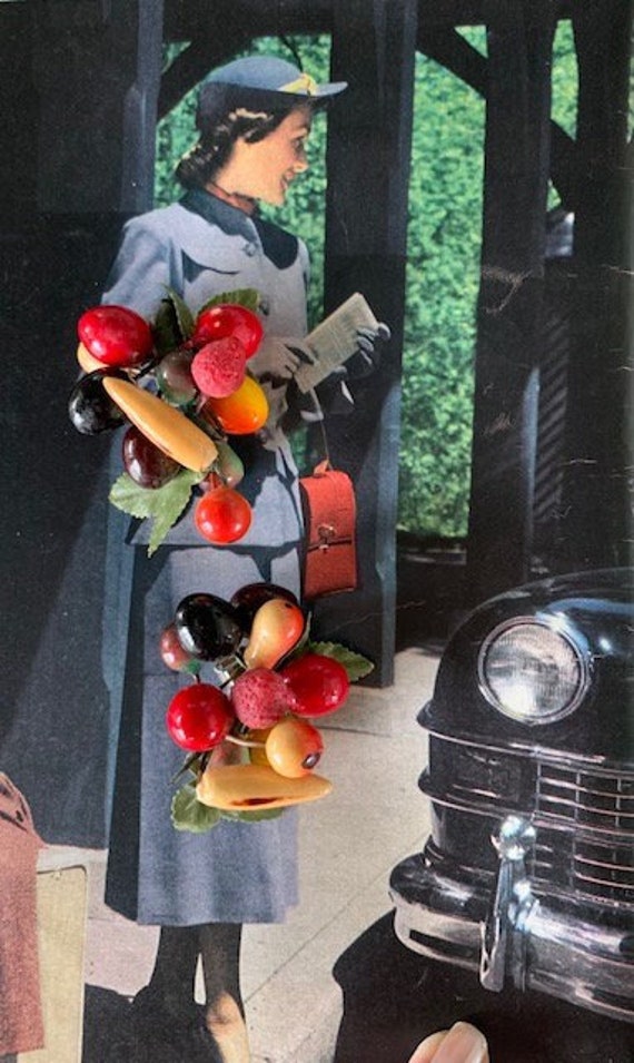 1940s Fruit Salad Earrings, 40s Fruit Clip on Ear… - image 2