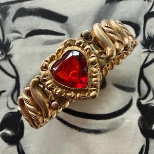 1940s Red Sweetheart Expansion Bracelet DFB Carmen Signed Vintage