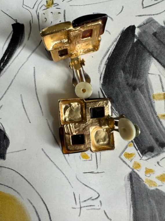1980s Givenchy Signed Tortoise Shell Gold Clip On… - image 6