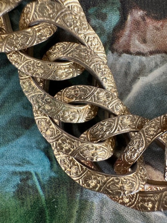 1910s Antique Chunky Ornate Chain Link Bracelet A… - image 6